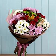 Букет цветов из:  Розы, Хризантемы и Альстромерии в Курске